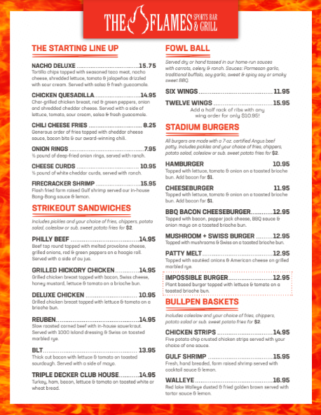 The Flames Menu - PDF