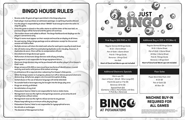 Bingo Details Potawatomi Casino Hotel